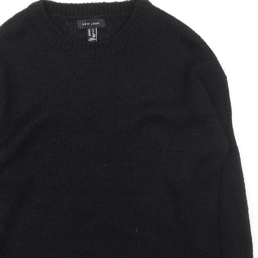 New Look Womens Black Scoop Neck  Acrylic Pullover Jumper Size S