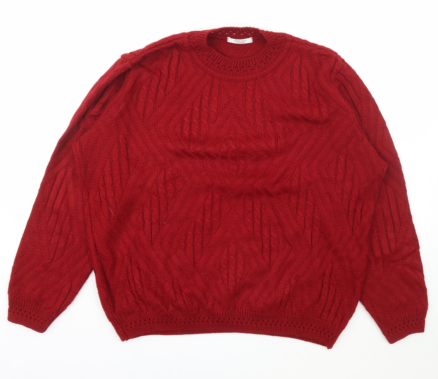 Berkertex Womens Red Round Neck  Acrylic Pullover Jumper Size 18