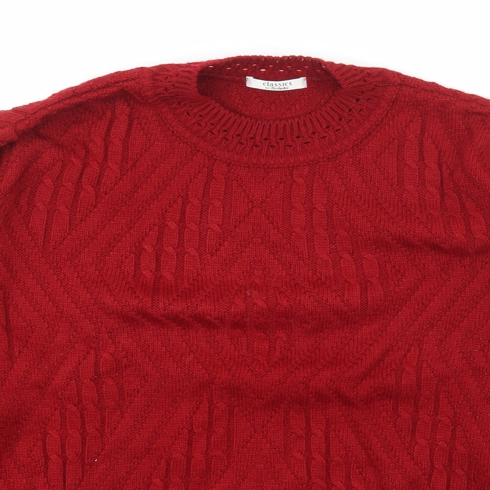 Berkertex Womens Red Round Neck  Acrylic Pullover Jumper Size 18