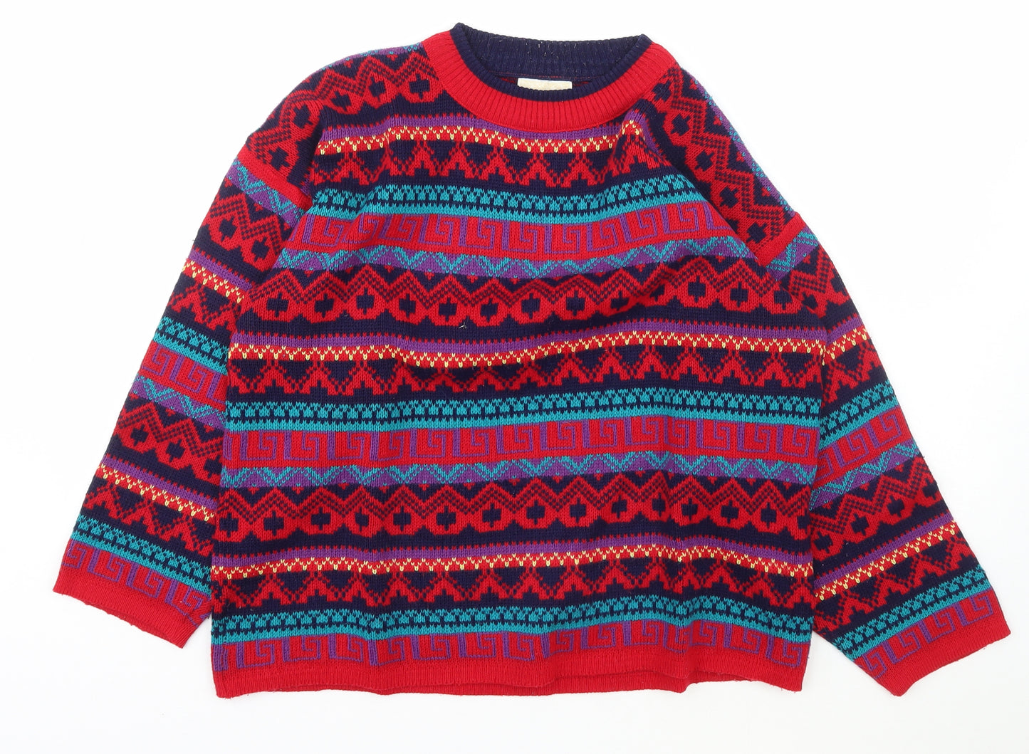 Dorothy Perkins Womens Multicoloured Crew Neck Geometric Acrylic Pullover Jumper Size 12