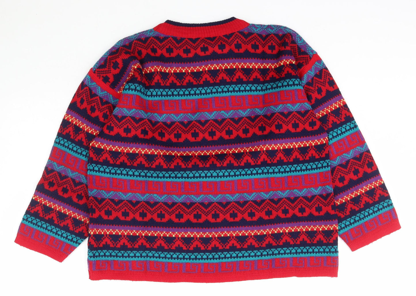 Dorothy Perkins Womens Multicoloured Crew Neck Geometric Acrylic Pullover Jumper Size 12