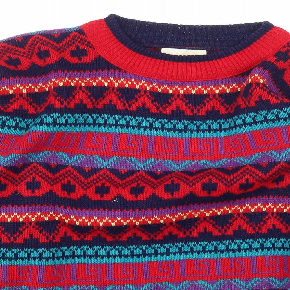 Dorothy Perkins Womens Multicoloured Crew Neck Geometric Acrylic Pullover Jumper Size 12