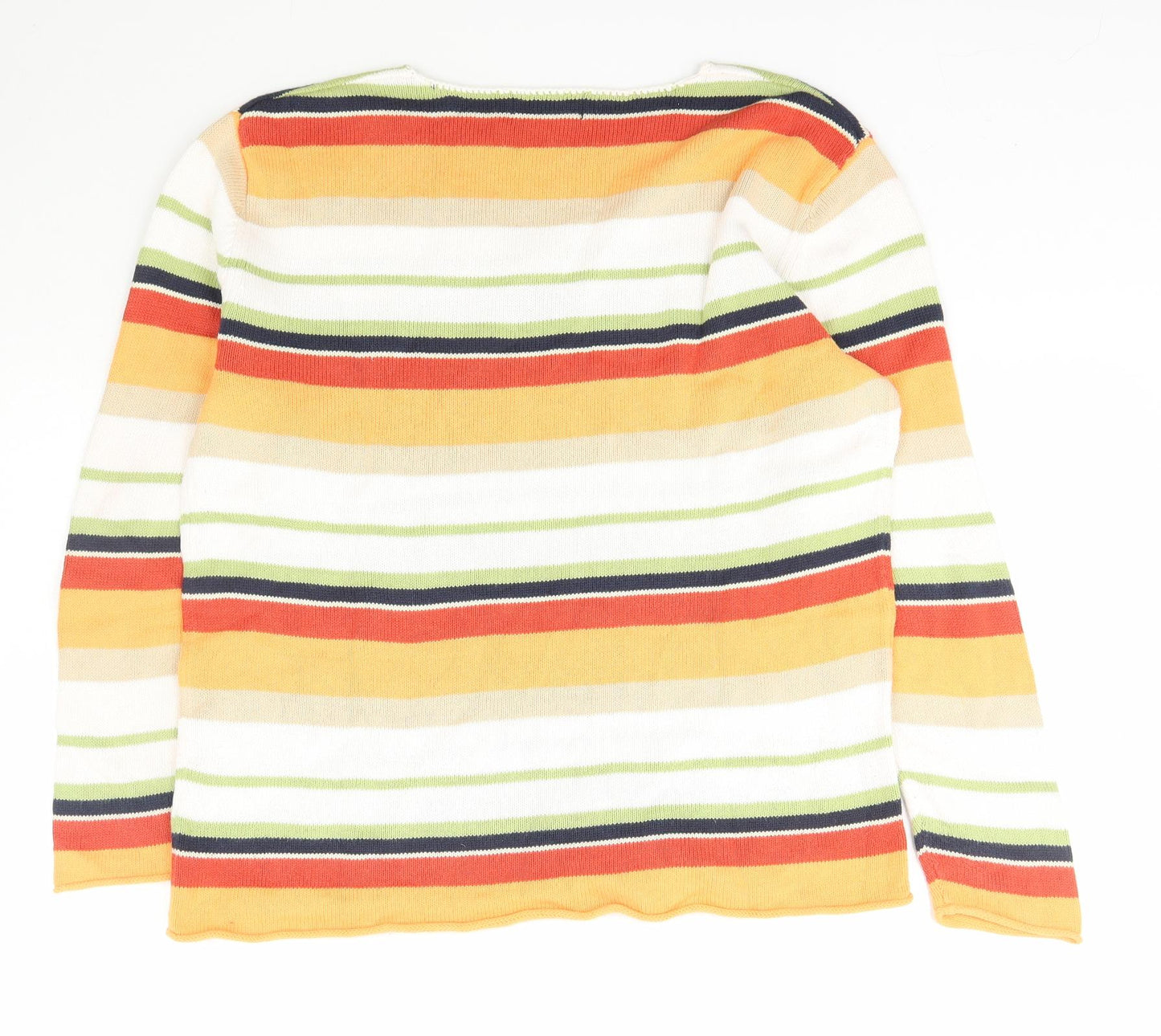 Damart Womens Multicoloured V-Neck Striped Cotton Pullover Jumper Size 18