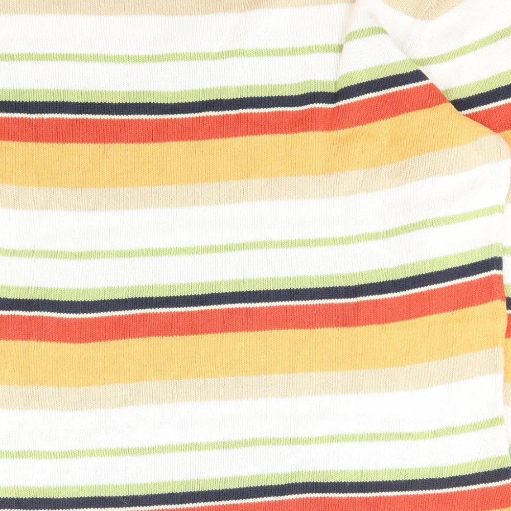 Damart Womens Multicoloured V-Neck Striped Cotton Pullover Jumper Size 18