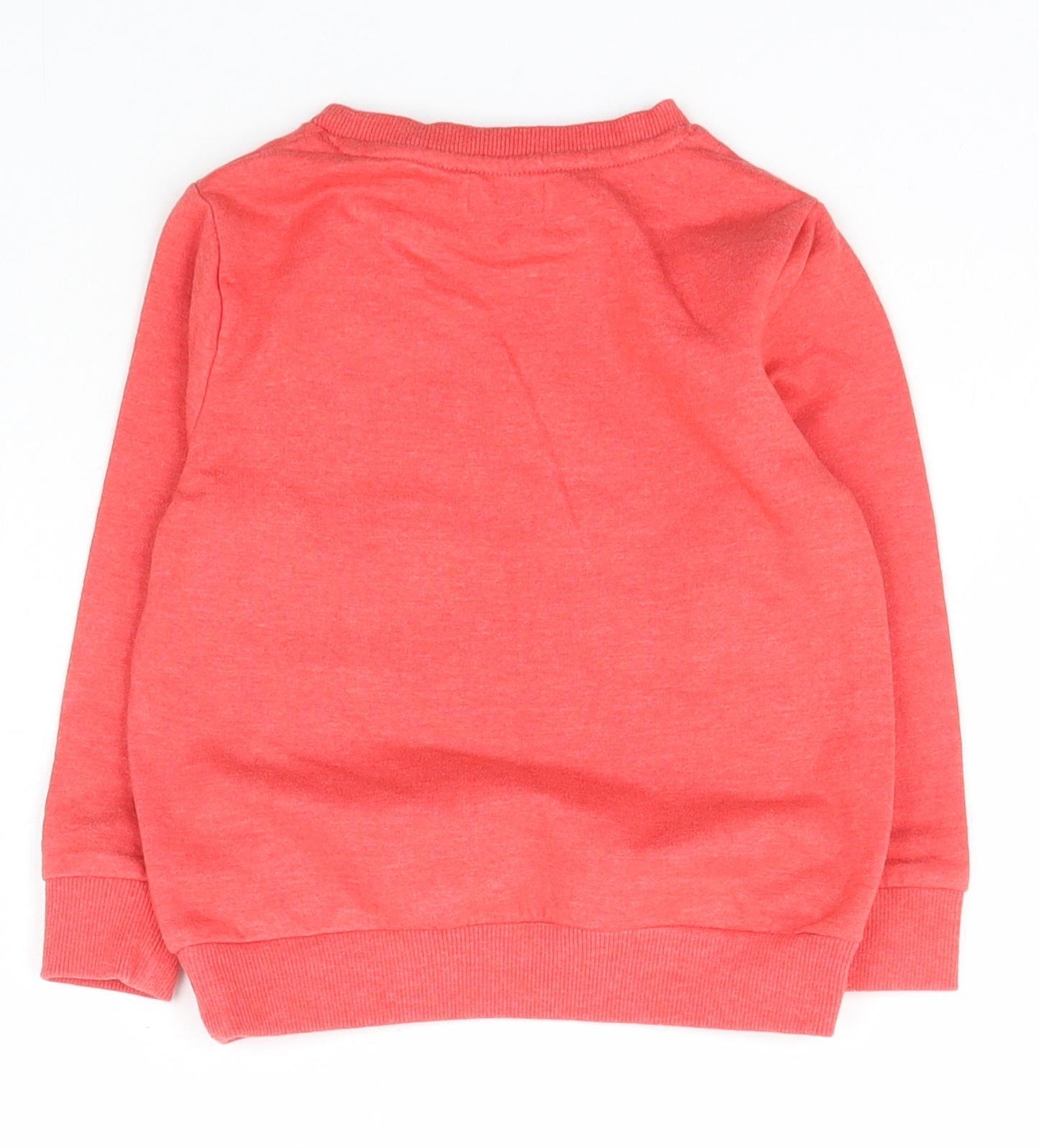 By Very Mini Boys Red Scoop Neck  Cotton Pullover Jumper Size 2-3 Years