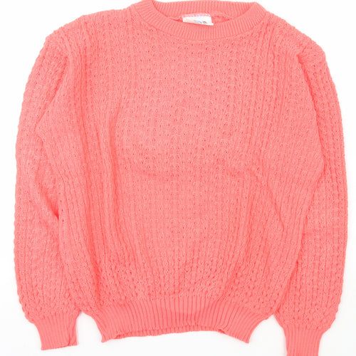 LKY Womens Pink Scoop Neck  Acrylic Pullover Jumper Size M