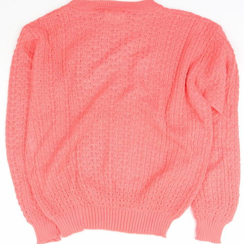 LKY Womens Pink Scoop Neck  Acrylic Pullover Jumper Size M