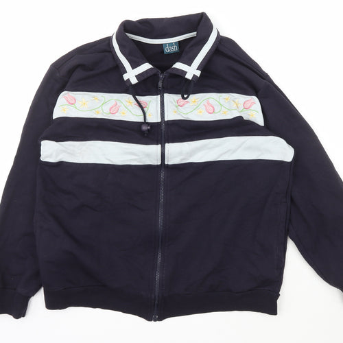 DASH Womens Blue Collared  Cotton Full Zip Jumper Size 18