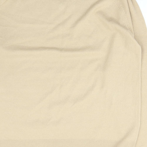 Lime Mens Beige V-Neck  Acrylic Pullover Jumper Size XL