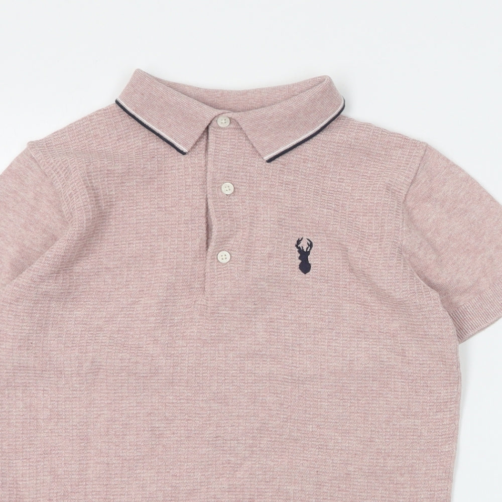 NEXT Boys Red  Cotton Basic Polo Size 11 Years Collared Button