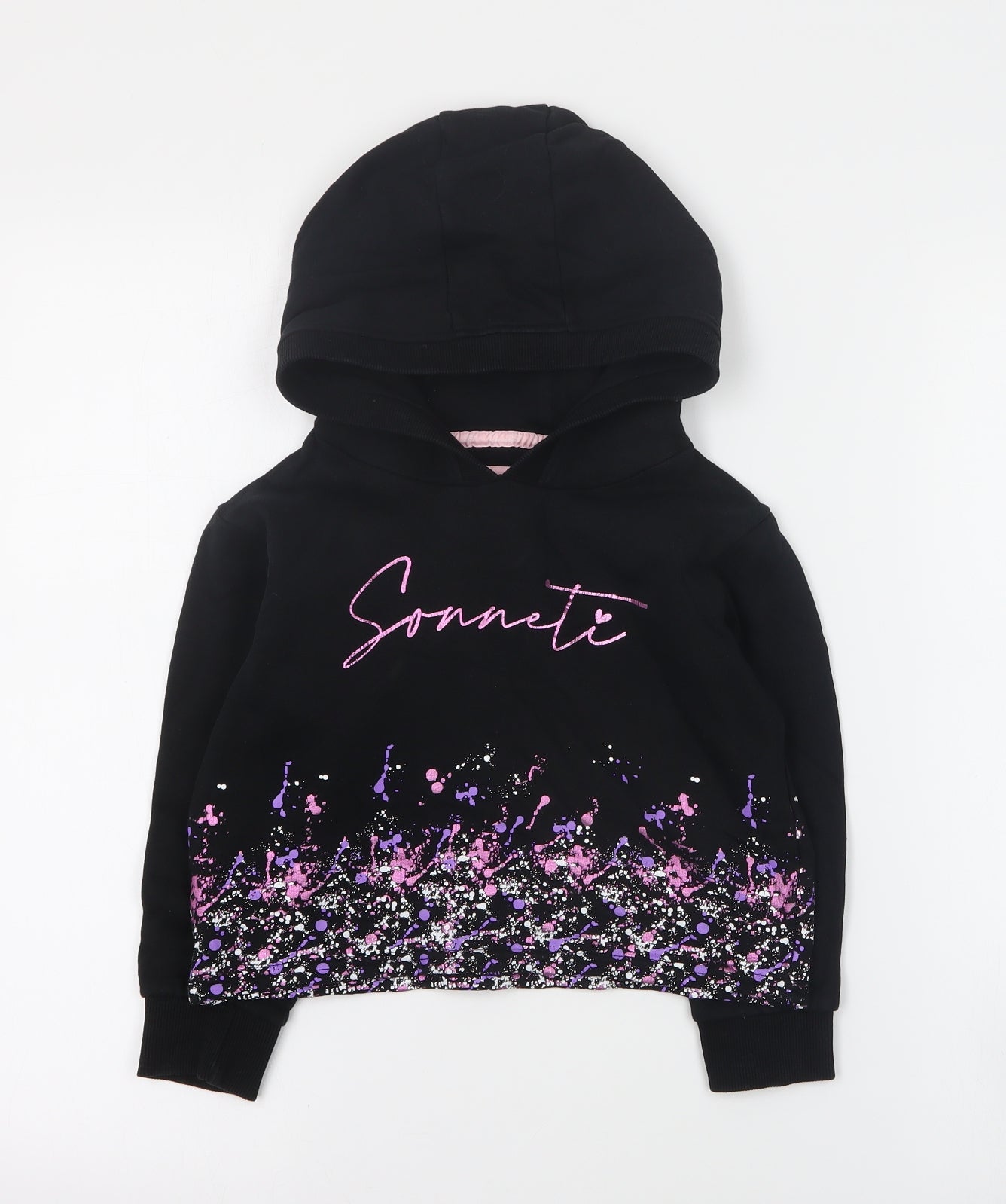 Sonneti Girls Black  Cotton Pullover Hoodie Size 5-6 Years  Pullover - Cropped