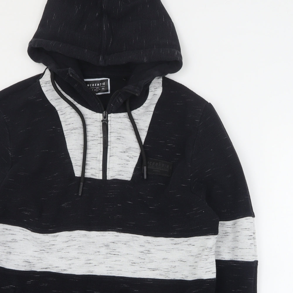 McKenzie Mens Black  Cotton Pullover Hoodie Size L