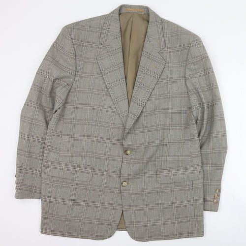 Westbrook Mens Brown Plaid Polyester Jacket Suit Jacket Size L