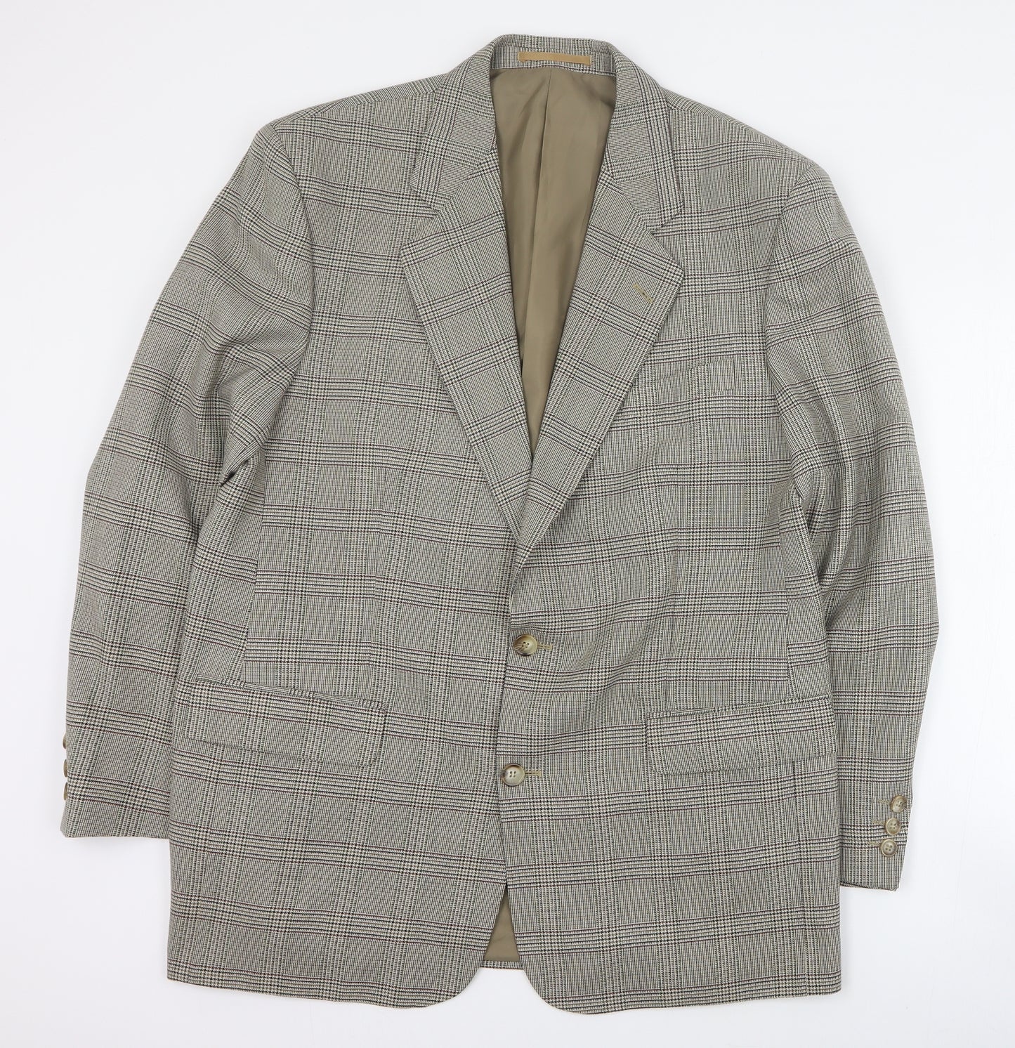 Westbrook Mens Brown Plaid Polyester Jacket Suit Jacket Size L