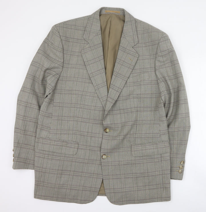 Westbrook Mens Brown Plaid Polyester Jacket Suit Jacket Size L