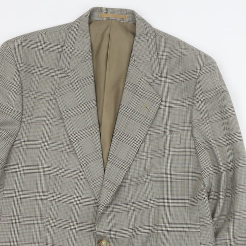 Westbrook Mens Brown Plaid Polyester Jacket Suit Jacket Size L