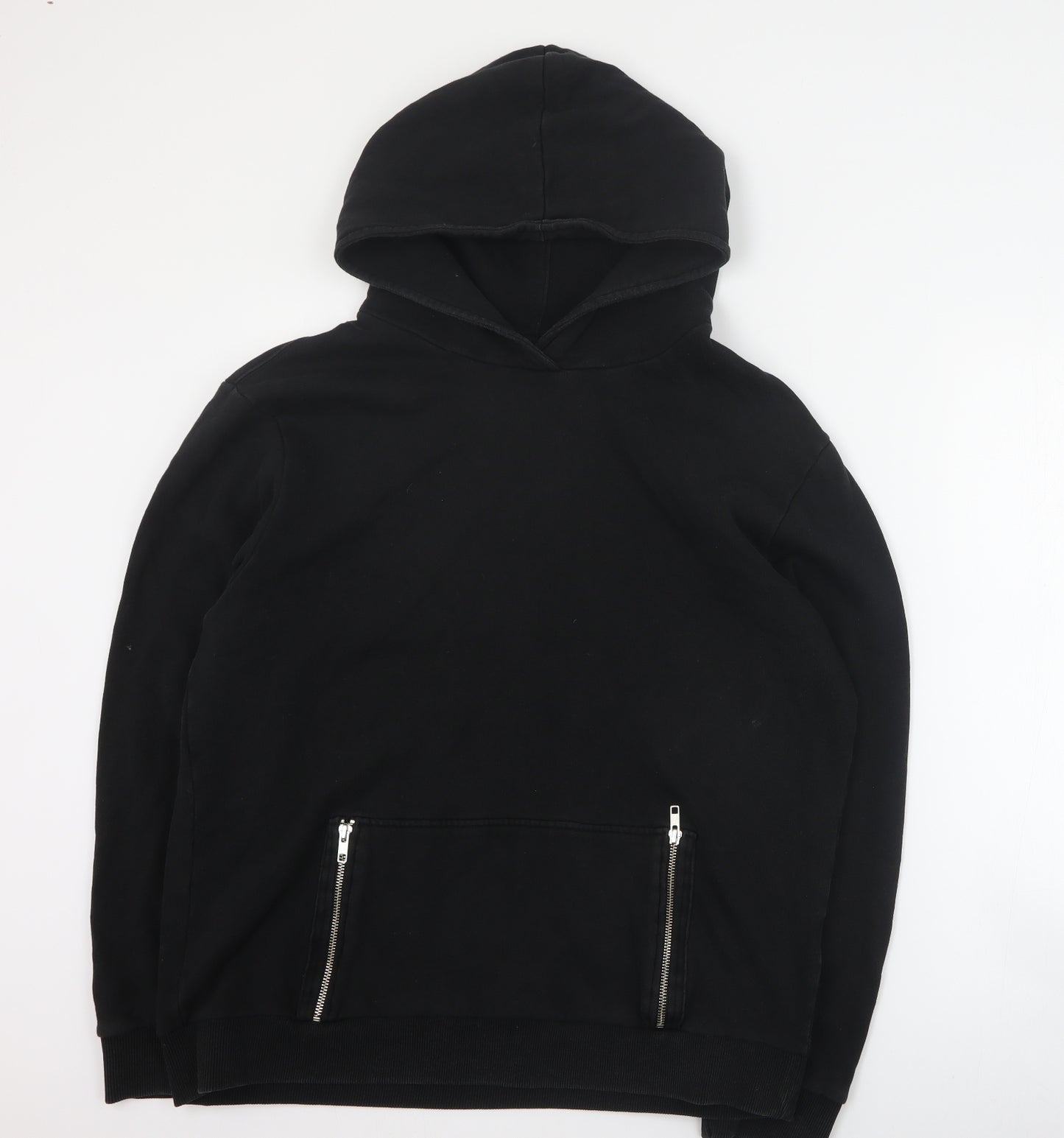 Reiss Mens Black  Cotton Pullover Hoodie Size XL