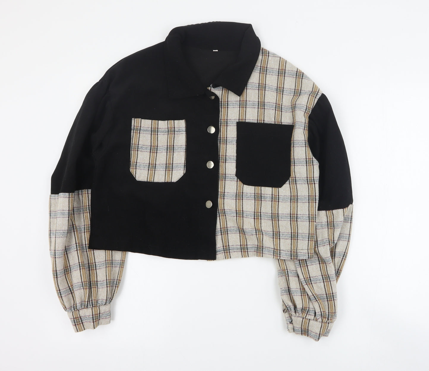 SheIn Womens Black Plaid  Jacket  Size S  Button