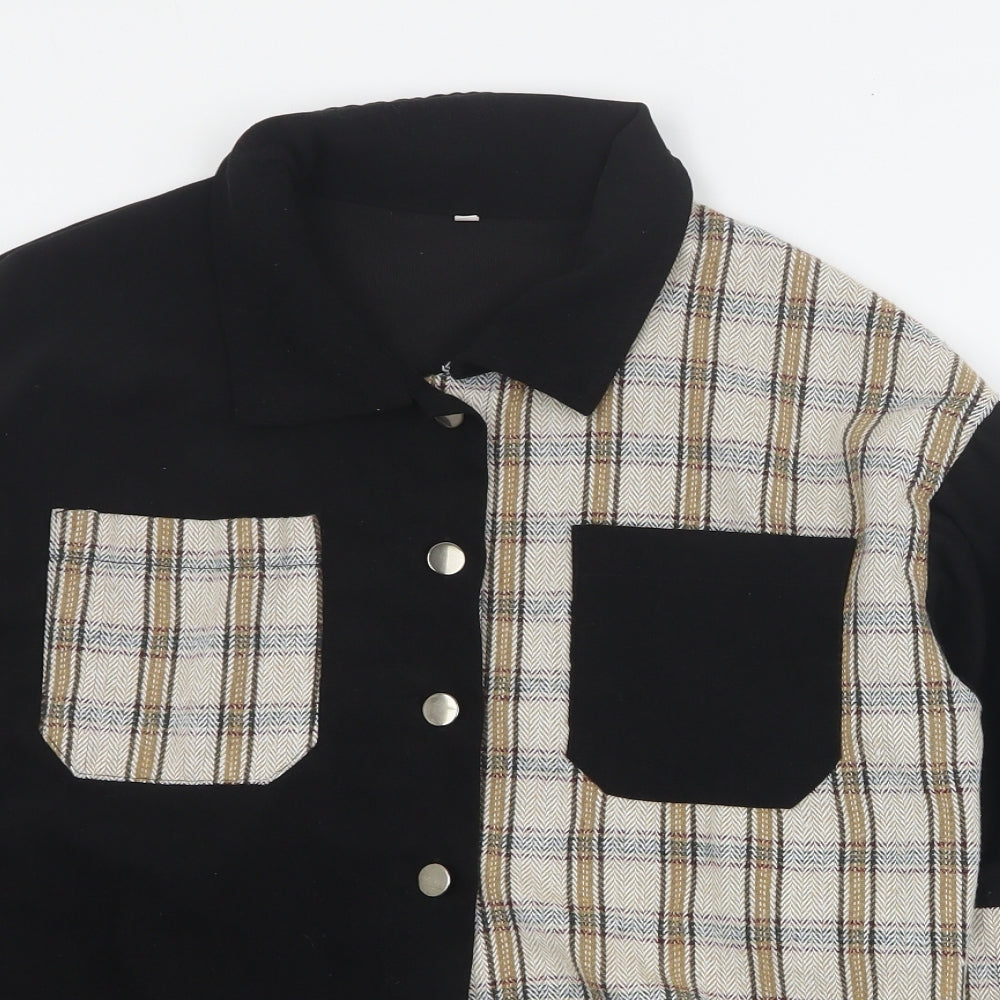 SheIn Womens Black Plaid  Jacket  Size S  Button