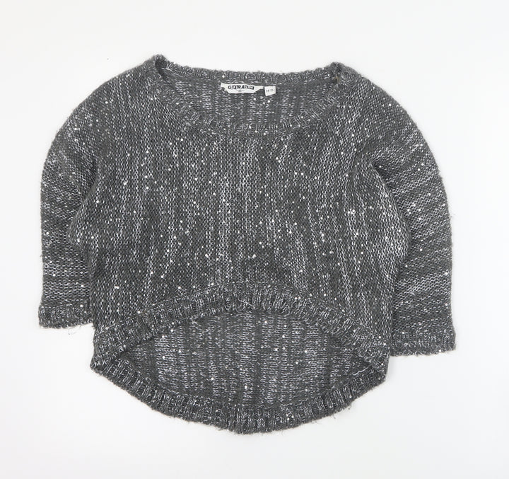 New Look Girls Grey Round Neck Acrylic Pullover Jumper Size 14-15 Years Pullover