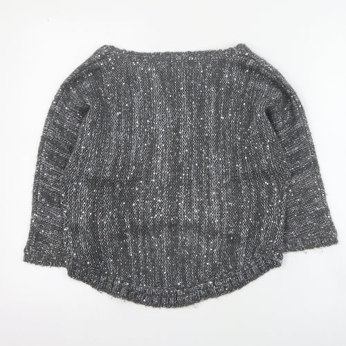 New Look Girls Grey Round Neck  Acrylic Pullover Jumper Size 14-15 Years  Pullover