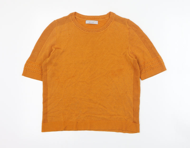Per Una Womens Orange Round Neck  Acrylic Pullover Jumper Size S