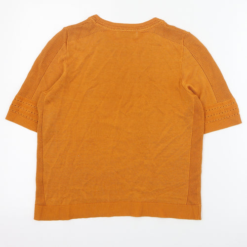 Per Una Womens Orange Round Neck  Acrylic Pullover Jumper Size S