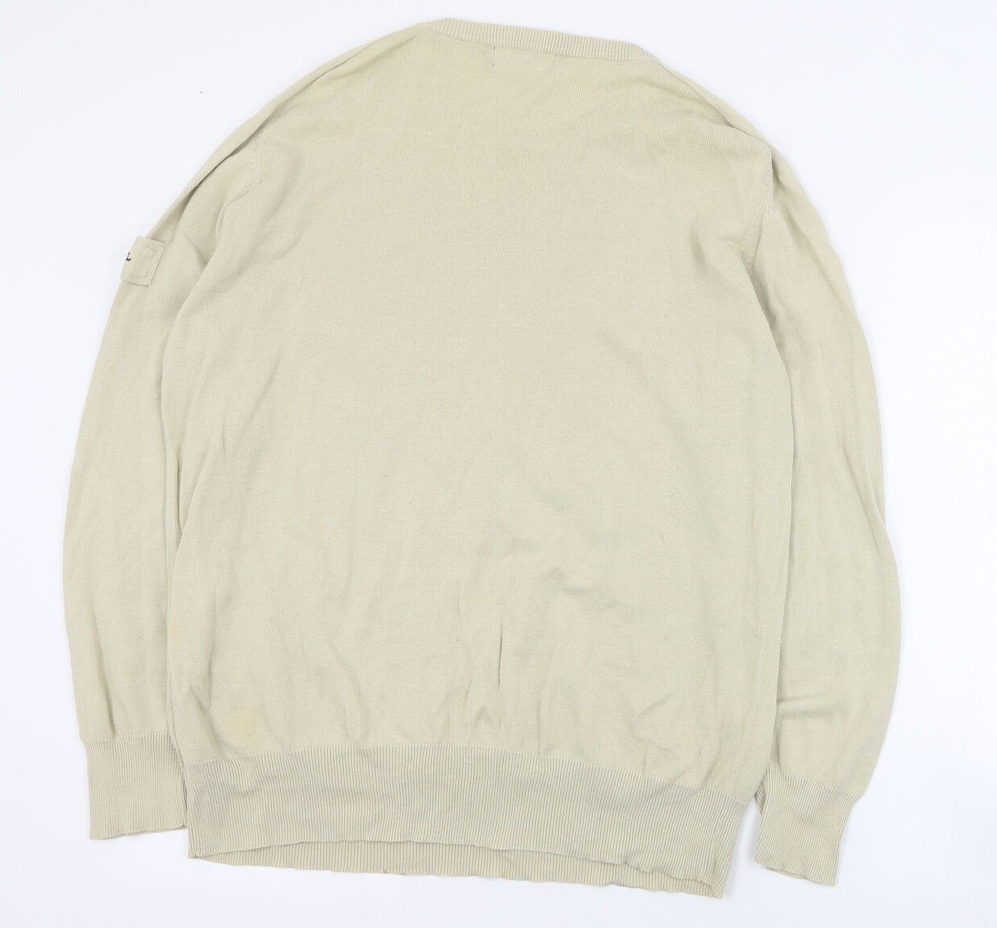 Henri Lloyd Mens Beige Round Neck  Cotton Pullover Jumper Size L