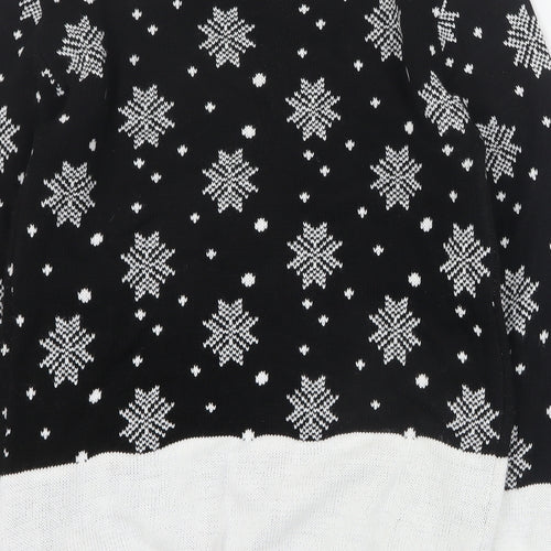 Boohoo Womens Black Round Neck  Acrylic Pullover Jumper Size S   - Christmas