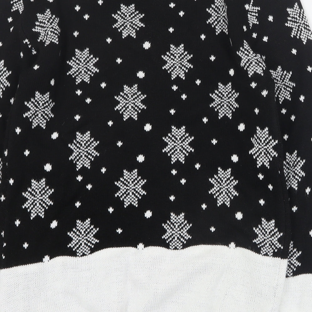 Boohoo Womens Black Round Neck  Acrylic Pullover Jumper Size S   - Christmas