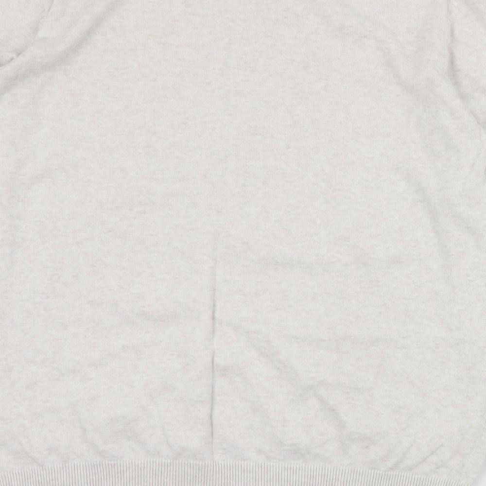 George Mens Beige Round Neck  Cotton Pullover Jumper Size L