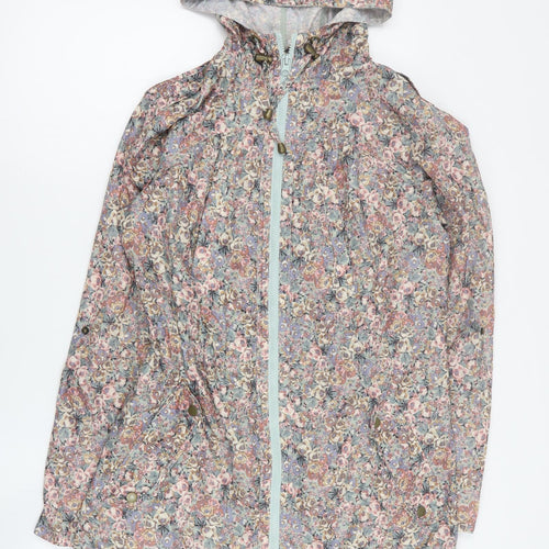 New Look Womens Multicoloured Floral  Rain Coat Coat Size 14  Zip