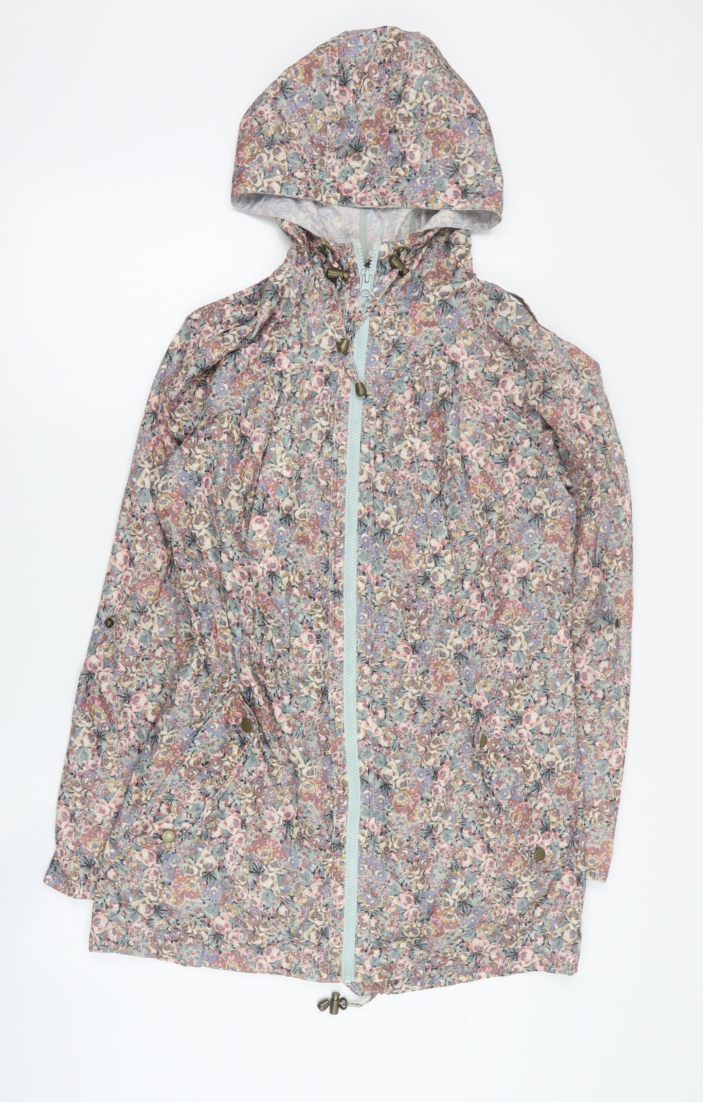New Look Womens Multicoloured Floral  Rain Coat Coat Size 14  Zip