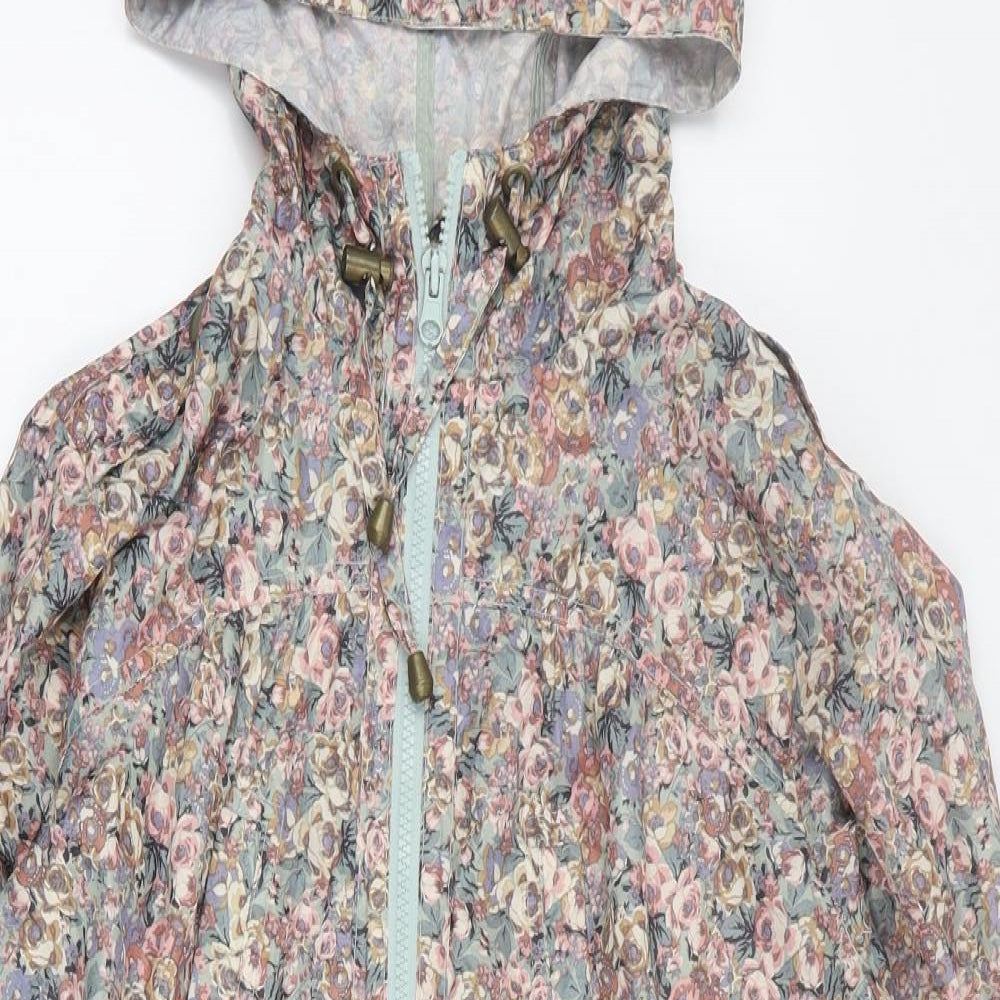 New Look Womens Multicoloured Floral  Rain Coat Coat Size 14  Zip
