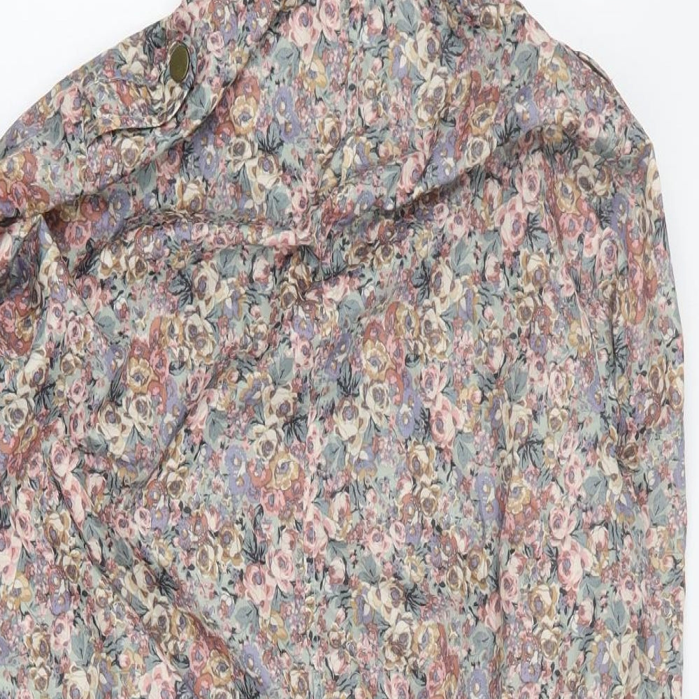 New Look Womens Multicoloured Floral  Rain Coat Coat Size 14  Zip