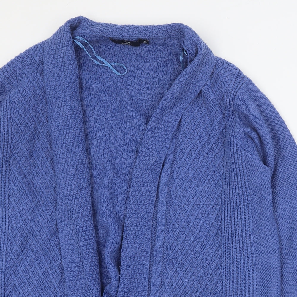 Isle Womens Blue V-Neck  Acrylic Cardigan Jumper Size XL