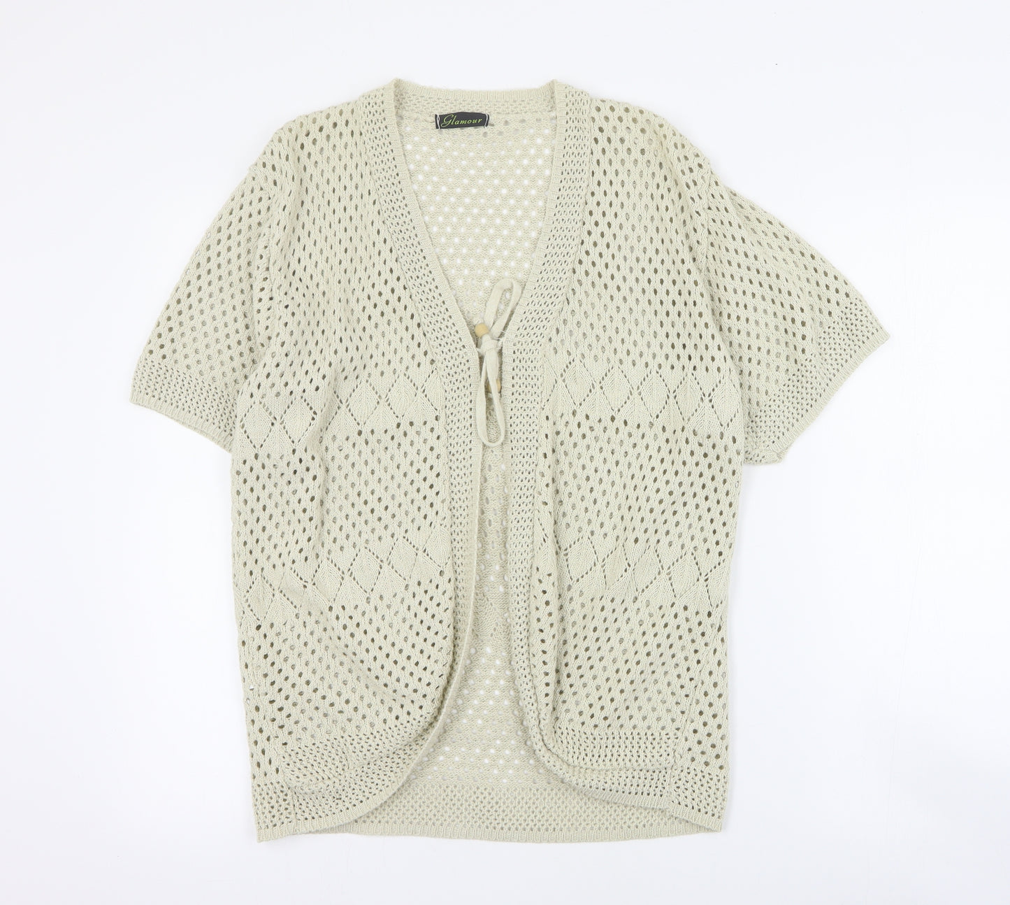 Glamour Womens Beige V-Neck  Cotton Cardigan Jumper Size XL