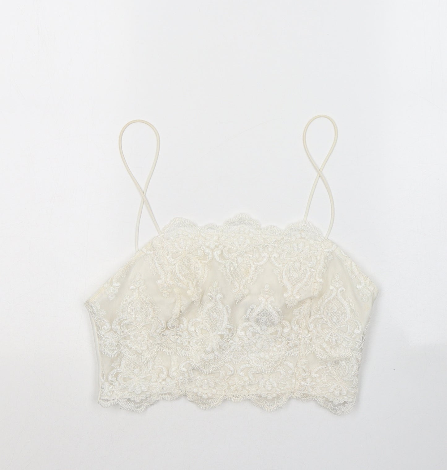 Topshop Womens White Geometric Polyester Camisole Tank Size 12 Square Neck