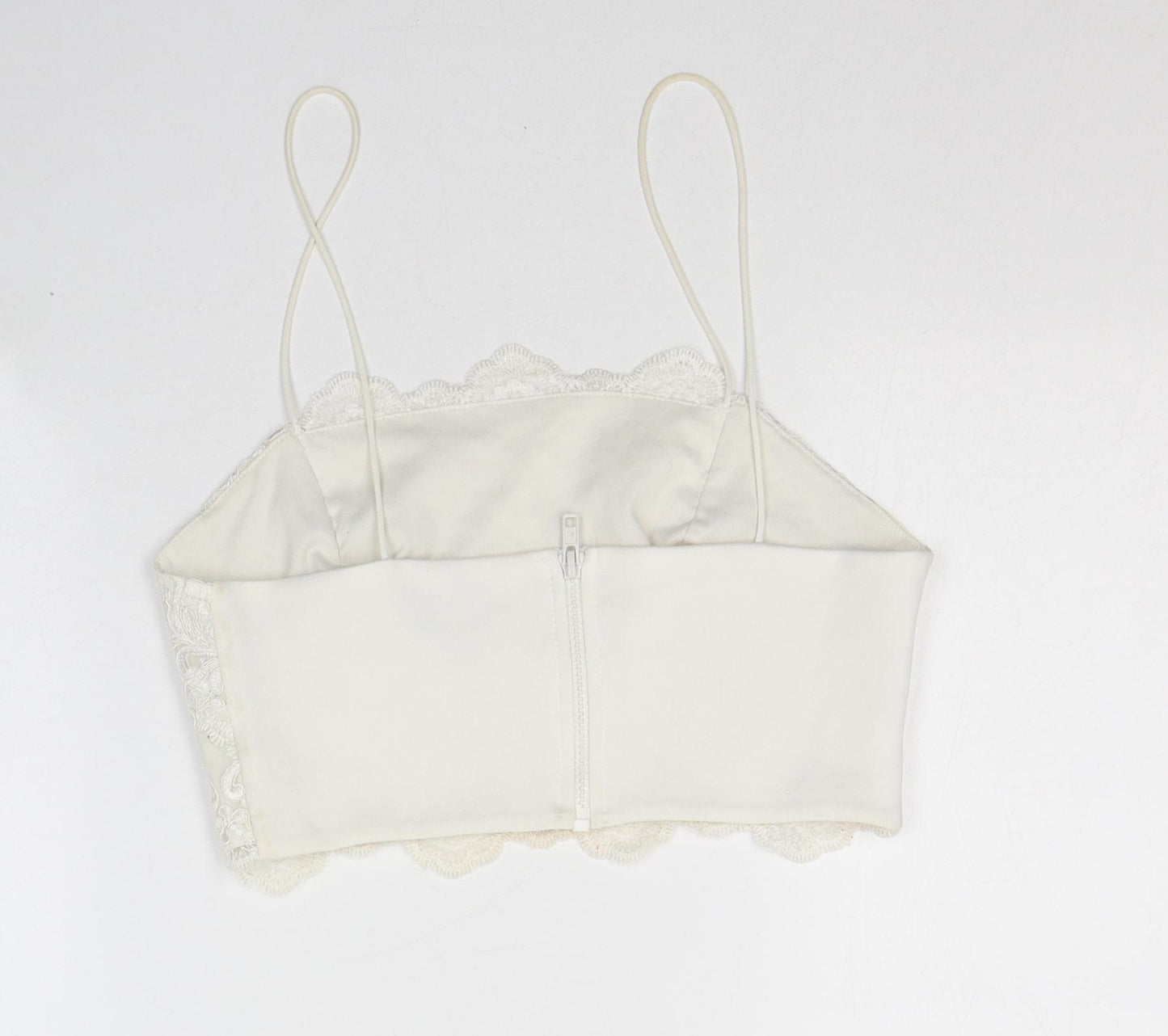 Topshop Womens White Geometric Polyester Camisole Tank Size 12 Square Neck