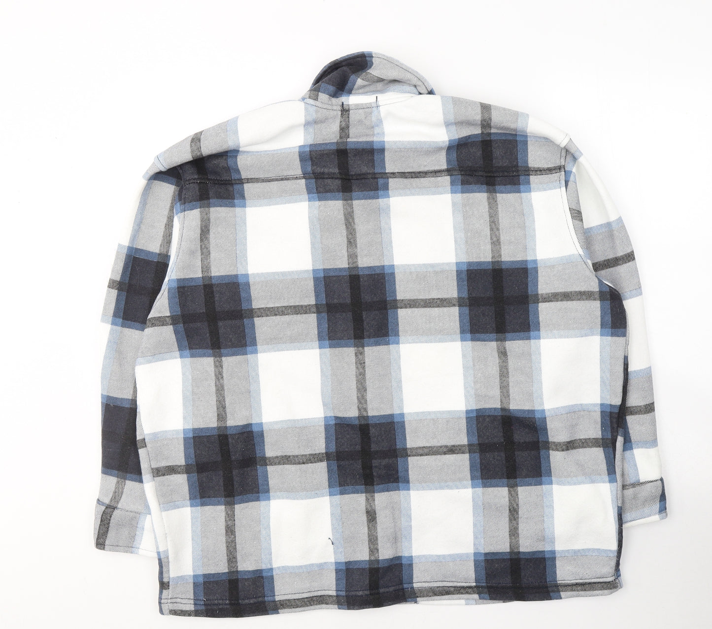 MALAIKA Womens White Plaid  Varsity Jacket Coat Size L  Button
