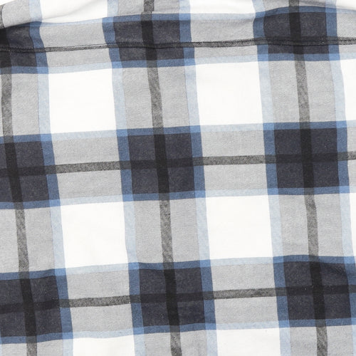 MALAIKA Womens White Plaid  Varsity Jacket Coat Size L  Button