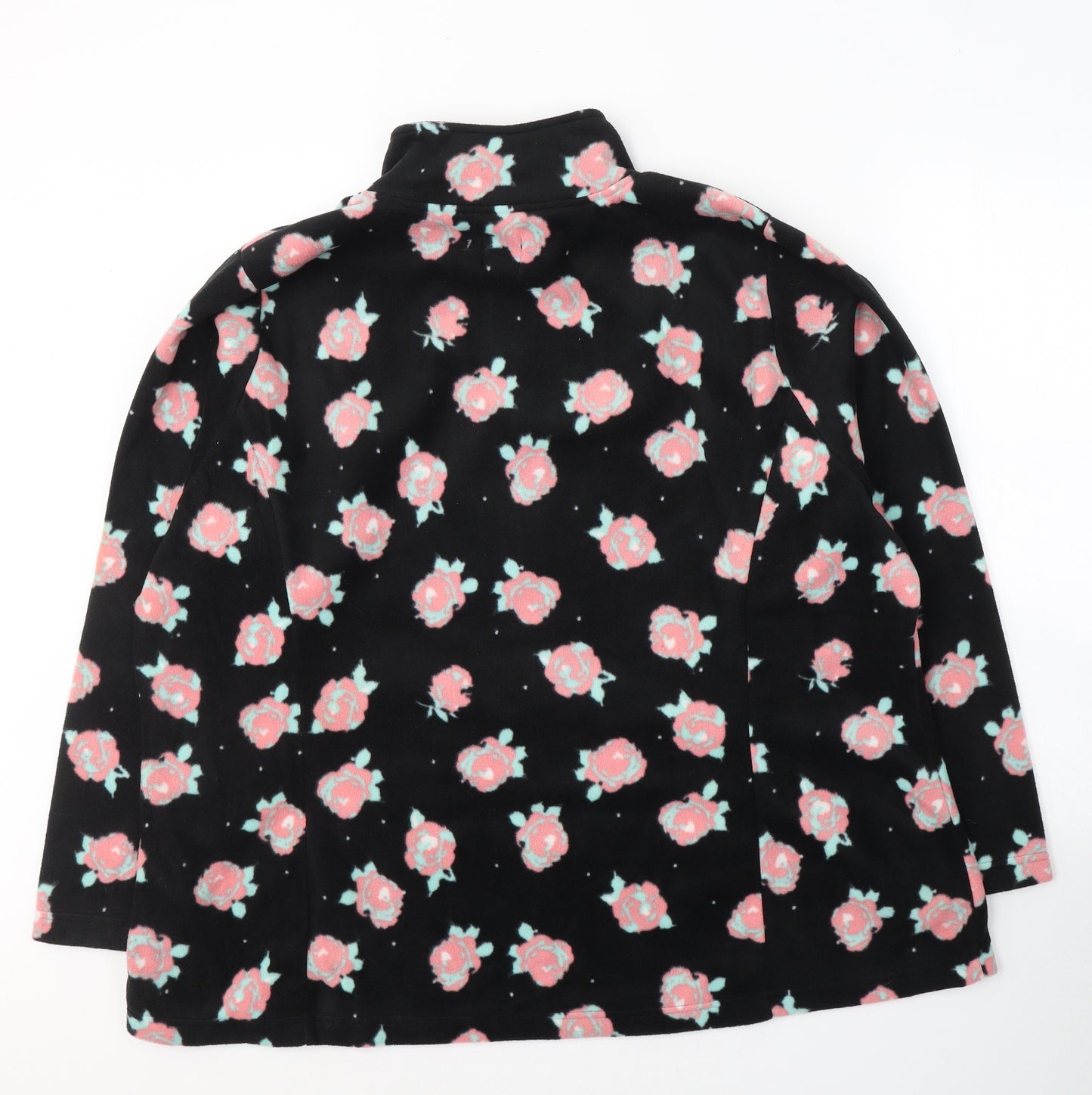 B.YOU Womens Black Floral Polyester Full Zip Sweatshirt Size 24  Zip - Roses