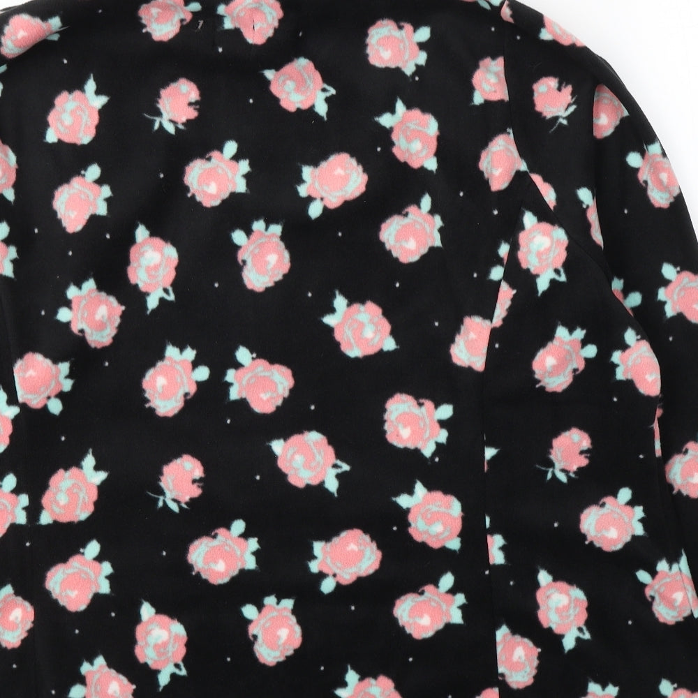 B.YOU Womens Black Floral Polyester Full Zip Sweatshirt Size 24  Zip - Roses