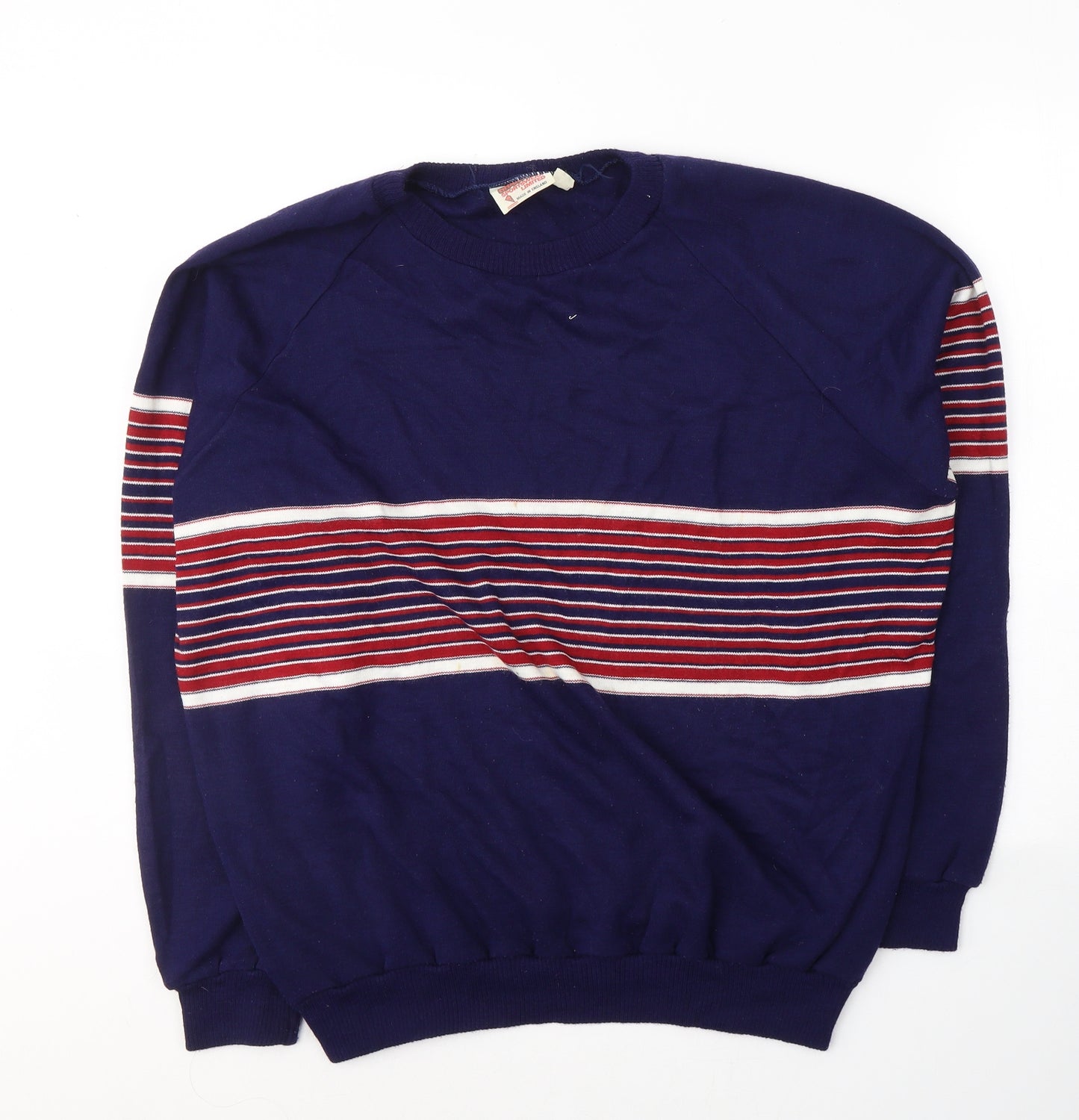 Granvile Mens Blue Round Neck Fair Isle Acrylic Pullover Jumper Size XL