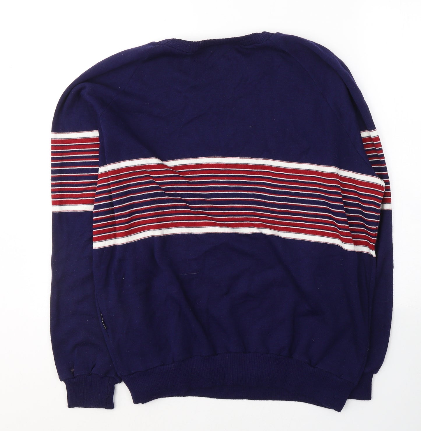 Granvile Mens Blue Round Neck Fair Isle Acrylic Pullover Jumper Size XL