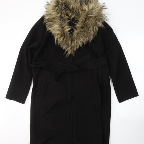 Made in Italy Womens Black   Overcoat Coat Size S  Tie