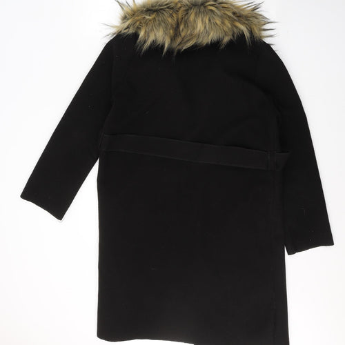 Made in Italy Womens Black   Overcoat Coat Size S  Tie