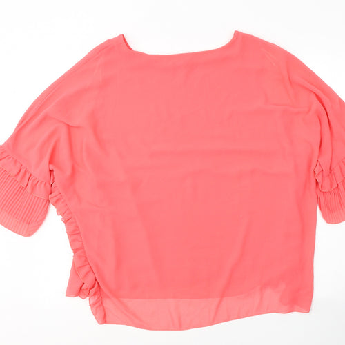 Quiz Womens Pink  Polyester Basic Blouse Size M Round Neck