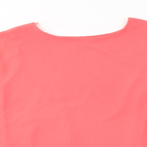 Quiz Womens Pink  Polyester Basic Blouse Size M Round Neck