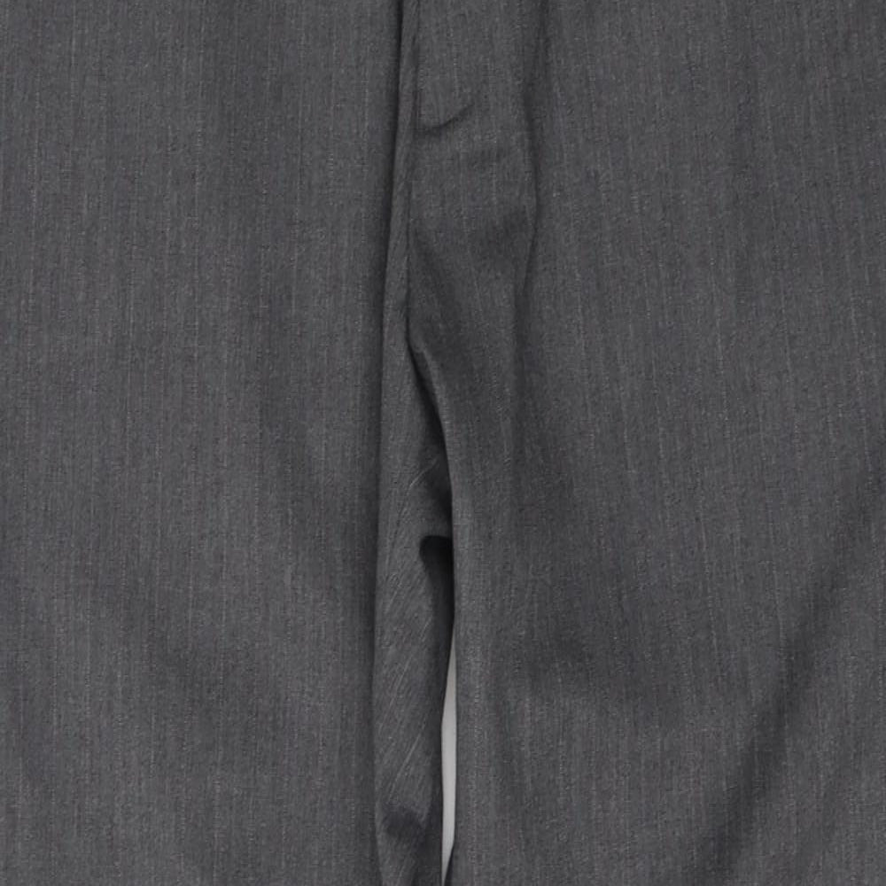 Soul London Mens Grey Striped Polyester Trousers  Size 32 L31 in Regular Button